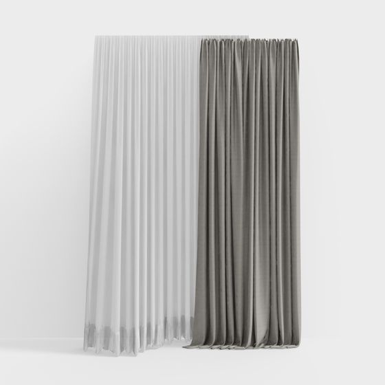 Elegant Flowing Curtain 3D model