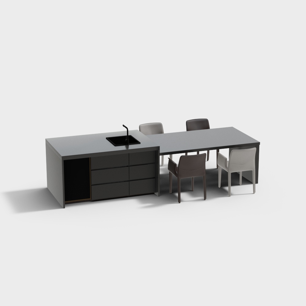 Table Îlot de Cuisine Moderne pour Salon et Salle à Manger