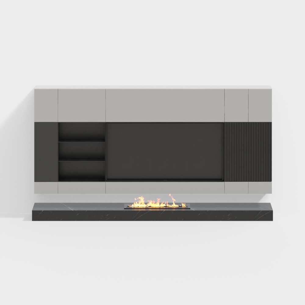 Pared característica de sala de estar y comedor moderna