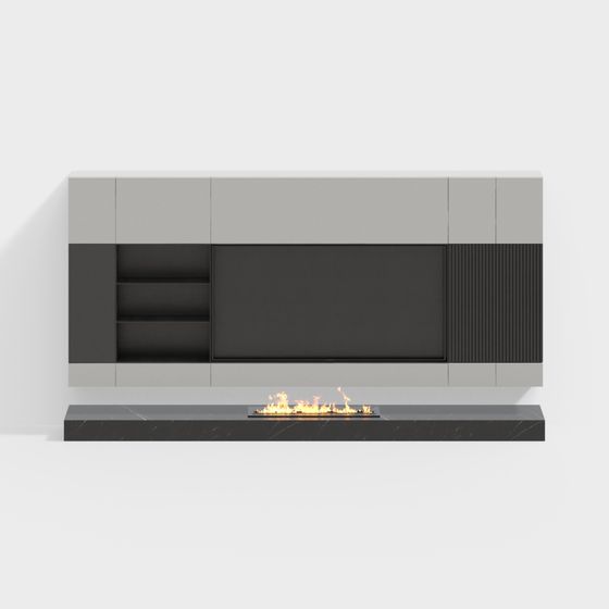 Pared característica de sala de estar y comedor moderna