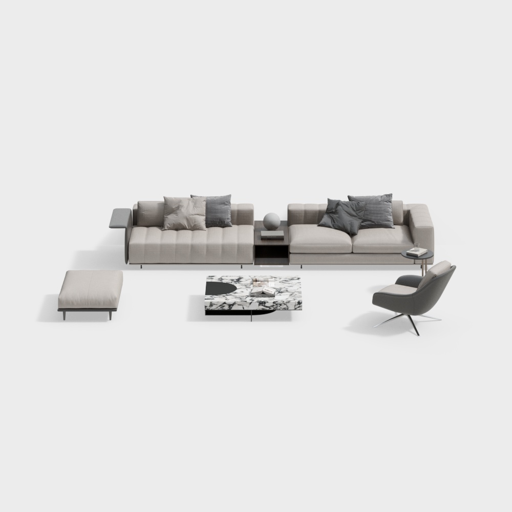 Modern Living and Dining Room Sectional Sofa