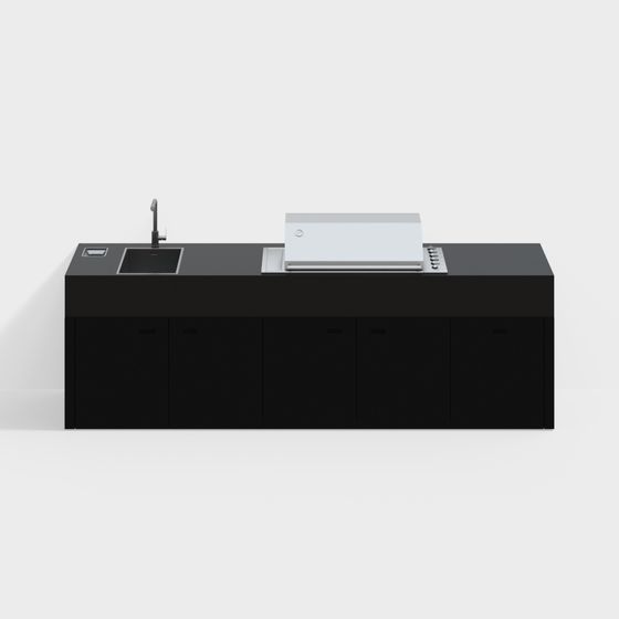 Minimalist Kitchen Island 3D model