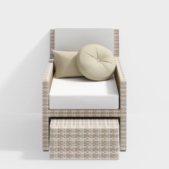 Woven Sofa and Ottoman Set 3D model
