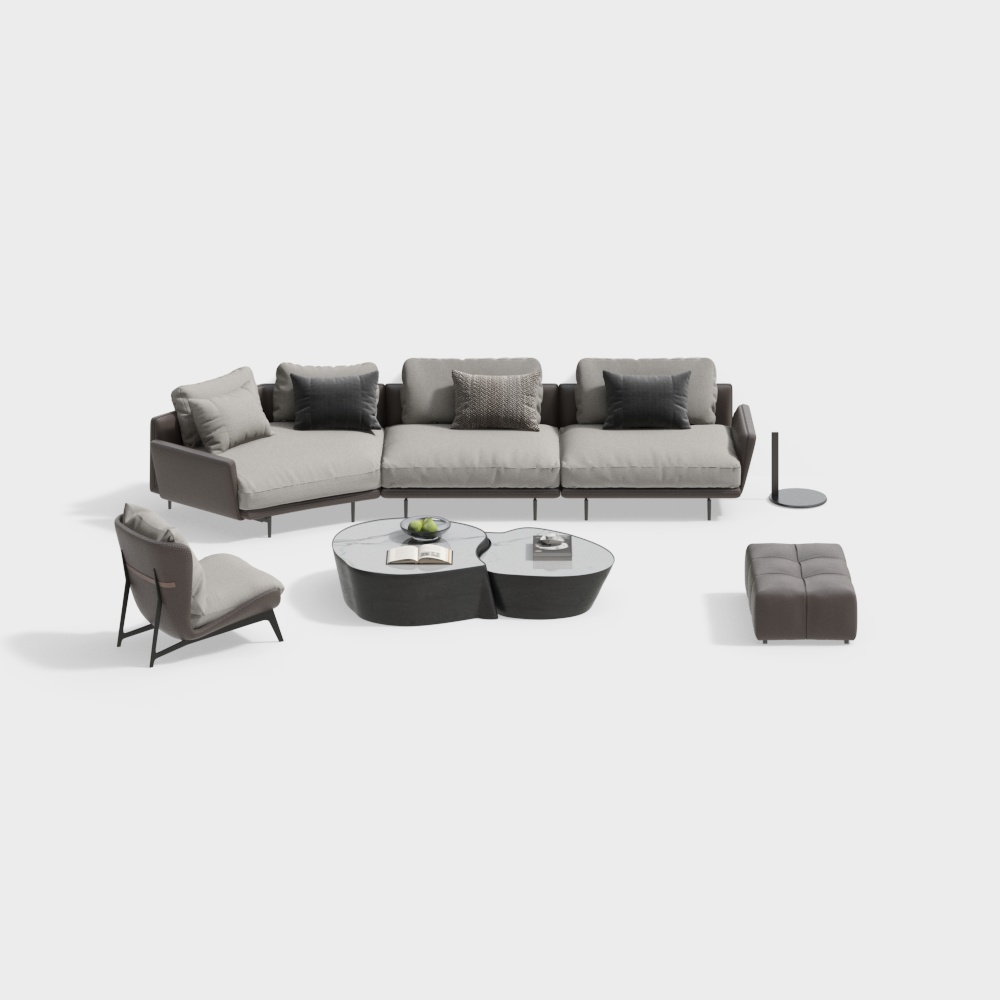 Modern Living and Dining Room Sectional Sofa