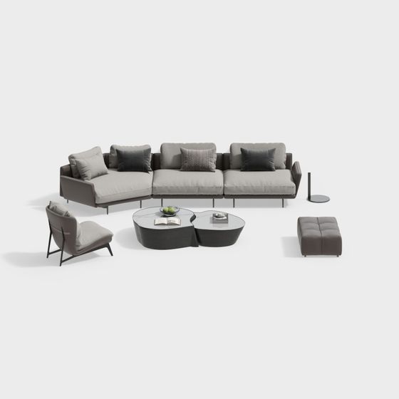 Elegant Minimalist Sofa Set 3D model for Contemporary Spaces