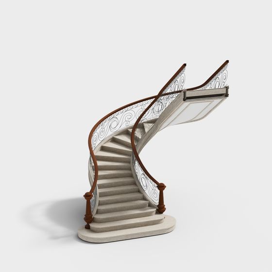 Elegant Low-Polygon 3D Staircase Model