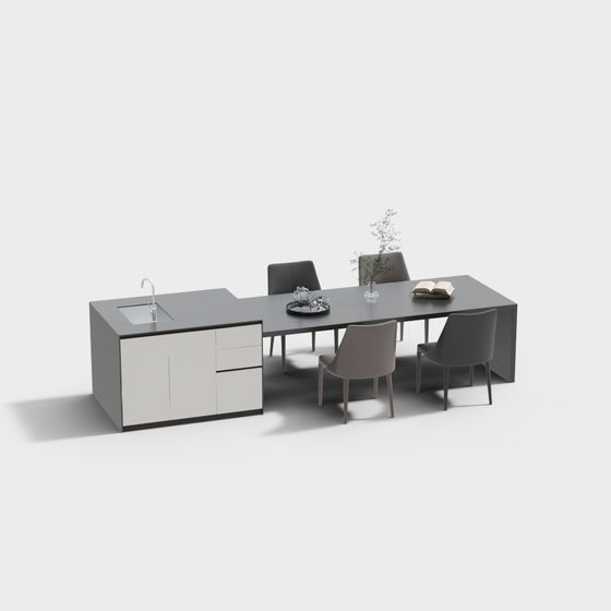 Urban Dining Set 3D model for Contemporary Spaces