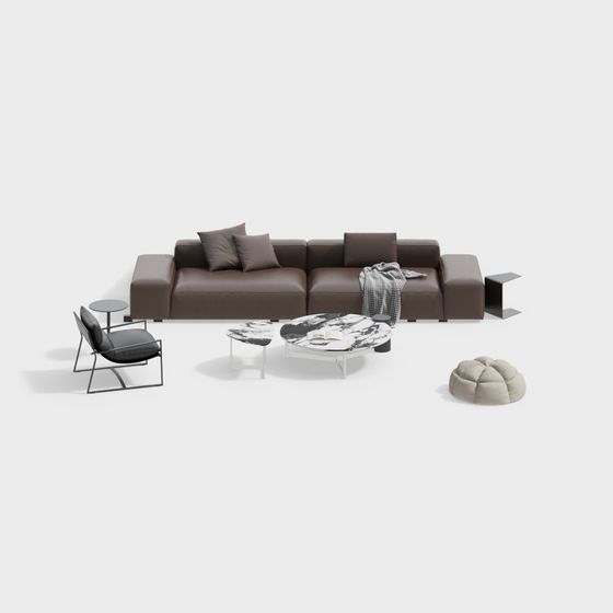Urban Living Room 3D model for Contemporary Spaces