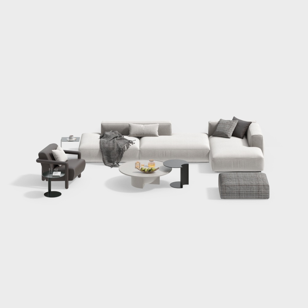 Modern Living and Dining Room Sectional Sofa
