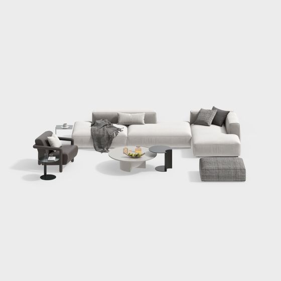 Modern Urban Living Room 3D Model