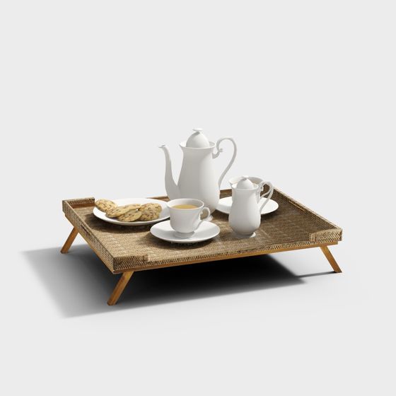 Elegant Teapot Tray 3D model for Afternoon Tea
