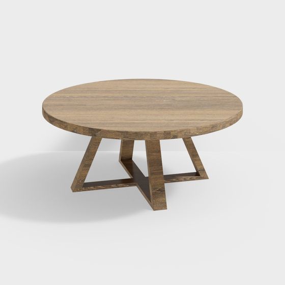 Stylish Round Wooden Table 3D Model