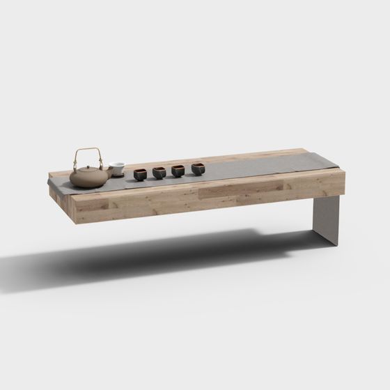 Floating Tea Table 3D model for Modern Minimalist Spaces