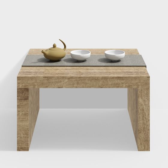 Elegant Wooden Tea Table 3D model