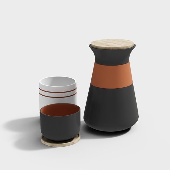 Urban Minimalist Teapot Set 3D model for Creative Projects