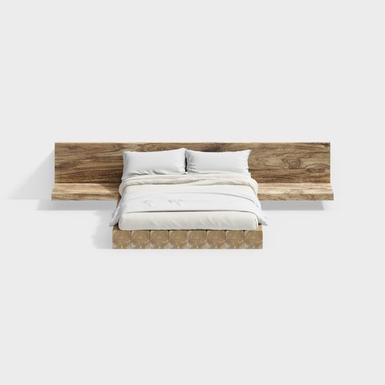 Urban Rustic Bed 3D model for Cozy Bedrooms