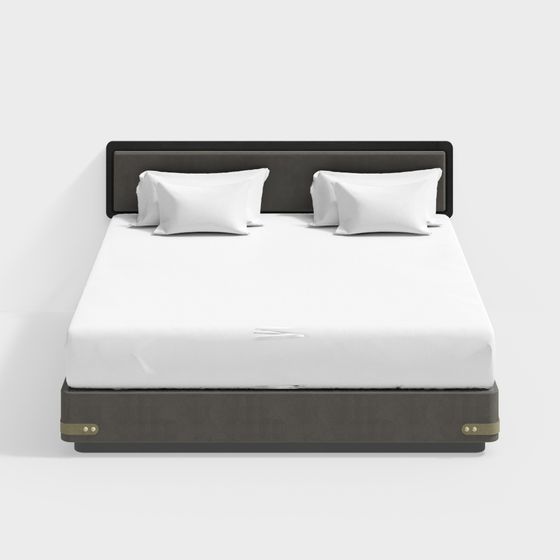 Stylish Low-Polygon Bed 3D model for Modern Spaces