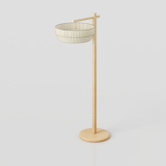 Natural Wood Floor Lamp 3D model