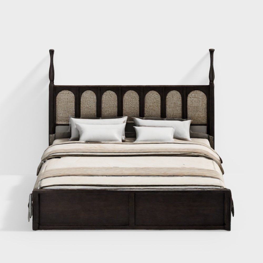 Vintage Bed 3D model with Unique Charm