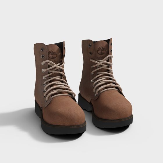 Stylish Brown Leather Boot 3D model