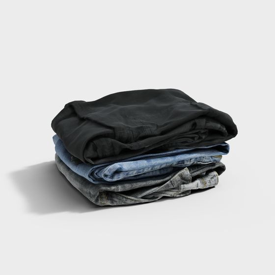 Stacked Denim Jeans 3D model