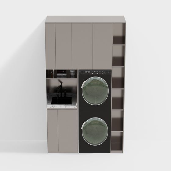 Stylish 3D Washer Cabinet Model for Modern Interiors