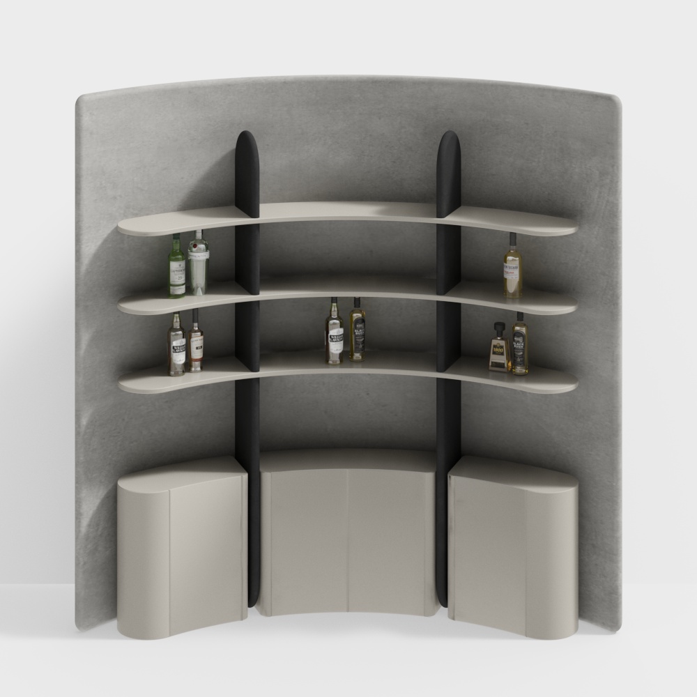 Modern Curved Wine Cabinet for Living and Dining Room