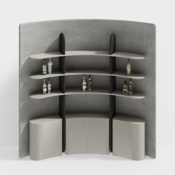 Stylish Low-Poly Bar Cabinet 3D Model