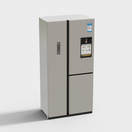 Sleek Smart Refrigerator 3D model for Modern Kitchens