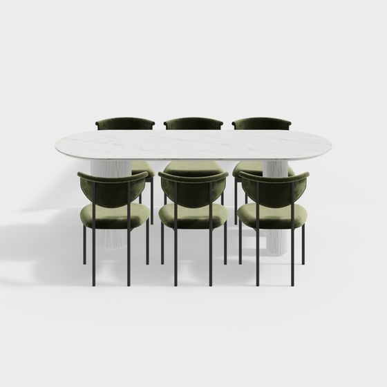 Stylish Round Table and Chair Set 3D model for Modern Spaces