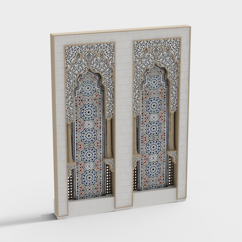 Arabesque Window Panels 3D Model – Decorative Geometric Design