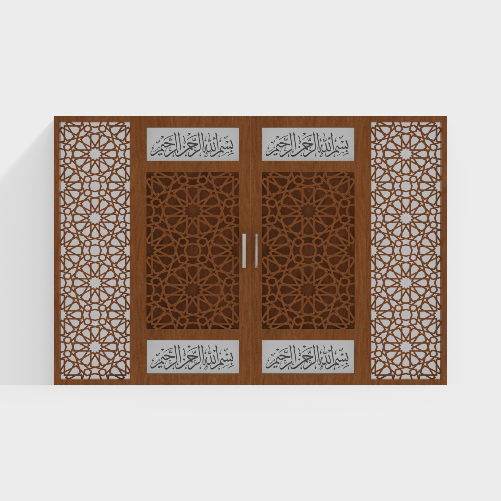 Exquisite Islamic Art Door 3D Model – Intricate Wood Design