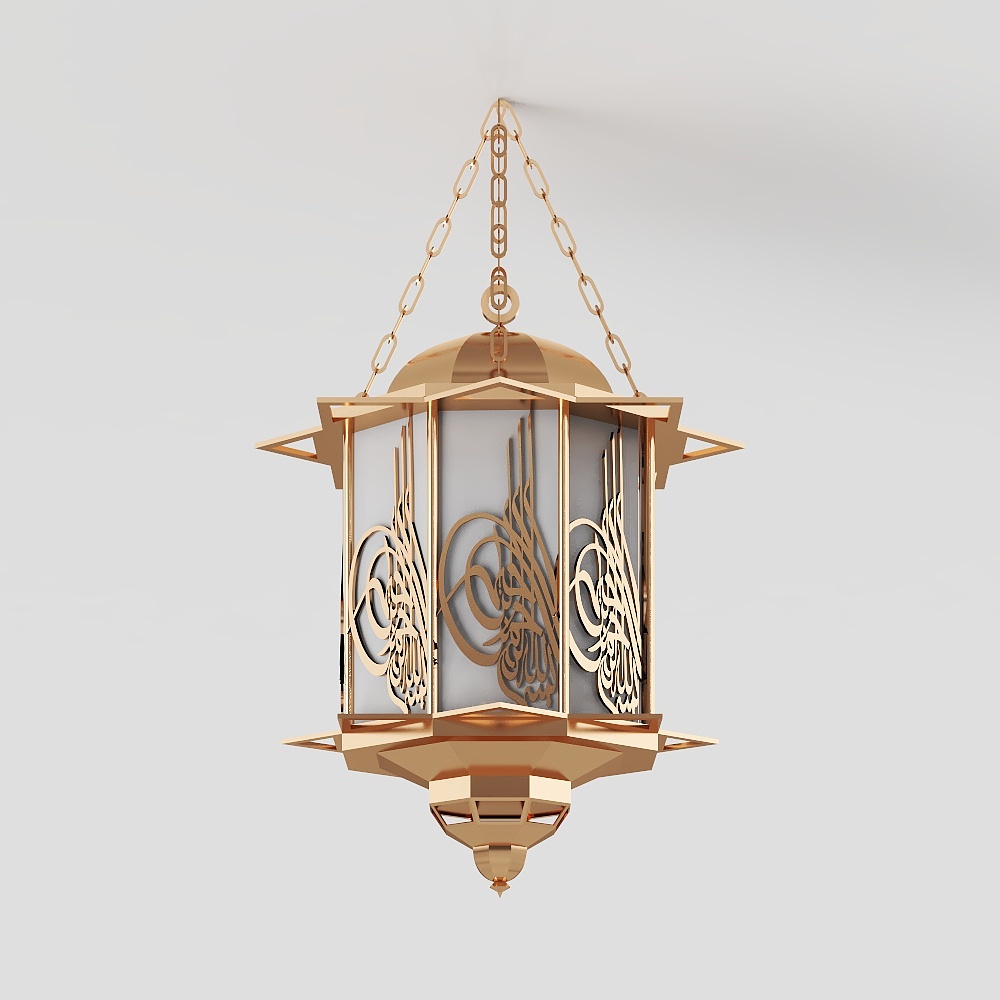 Exquisite Low-Polygon Chandelier – Arabic Calligraphy Design