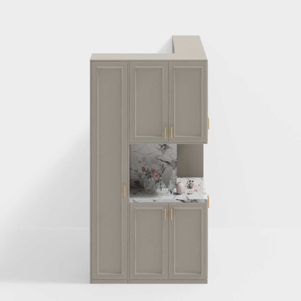 Moderne Creme-Eck L-förmige Eingangsschränke