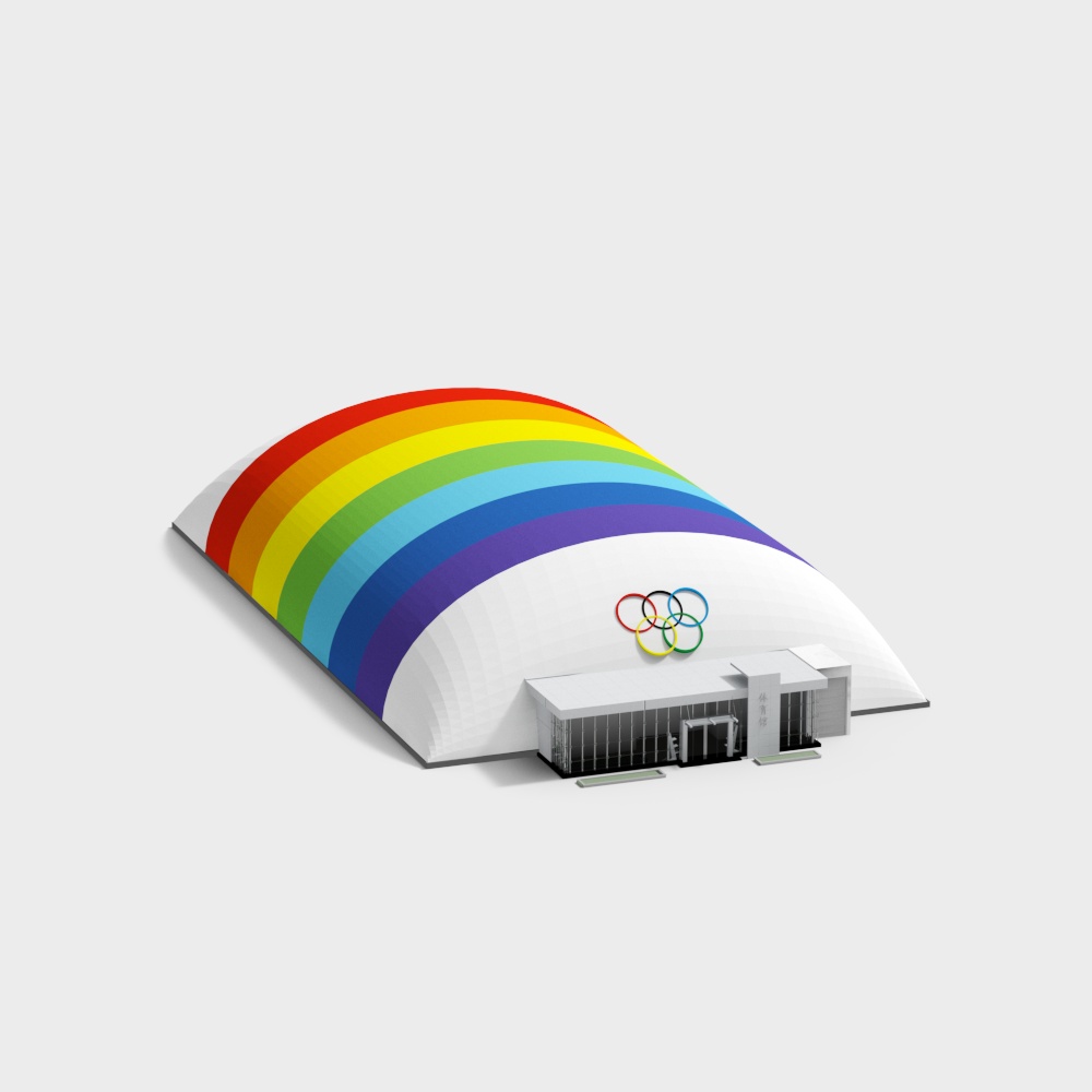 Colorful Olympic-Inspired Rainbow Building 3D model