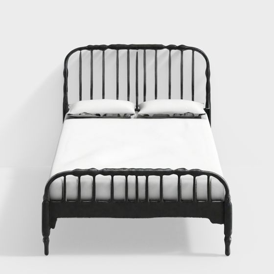 Vintage Wrought Iron Bed 3D model