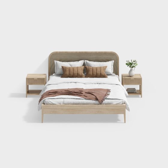 Stylish Scandinavian Bed Frame 3D model for Modern Interiors