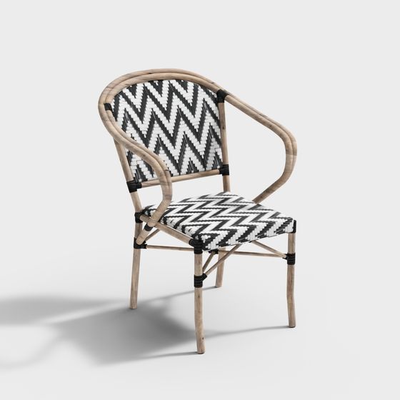 Elegant Vintage Rattan Chair 3D model for Modern Spaces