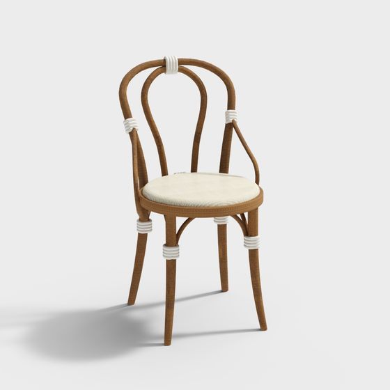 Stylish Vintage Rattan Chair 3D model for Creative Spaces