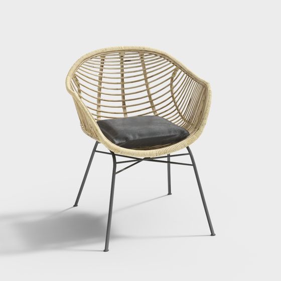 Rattan Cocoon Chair 3D model