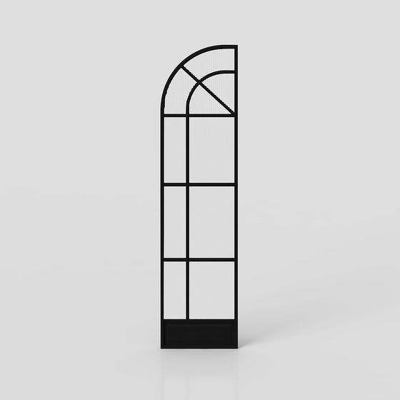 French Glass Partition 3D Model in Black