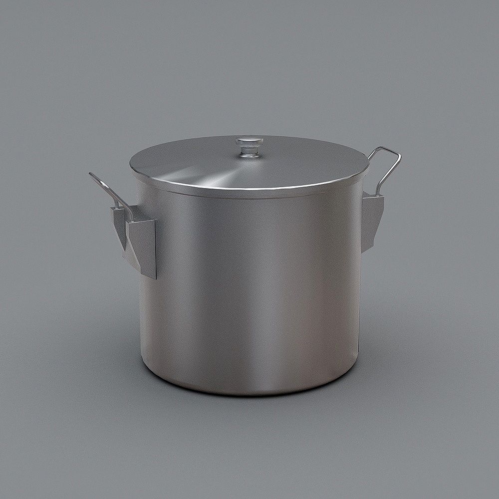 Sleek Stainless Steel Pot 3D model for Kitchens