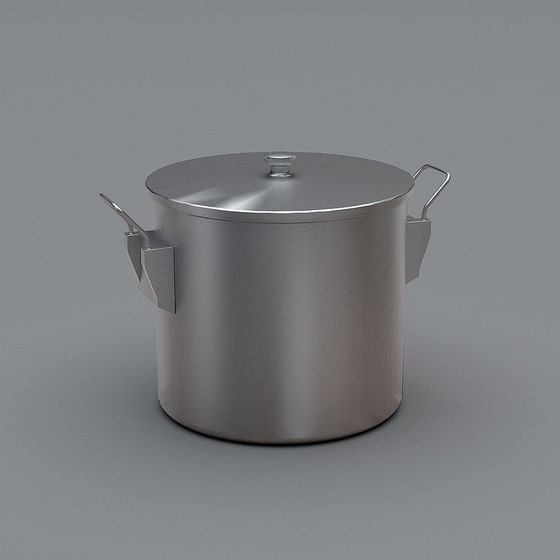 Sleek Stainless Steel Pot 3D model for Kitchens