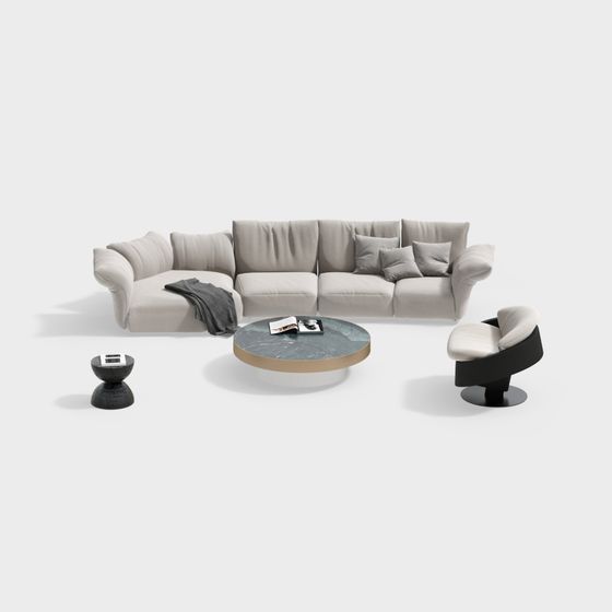 Urban Living Room Set 3D model for Modern Interiors