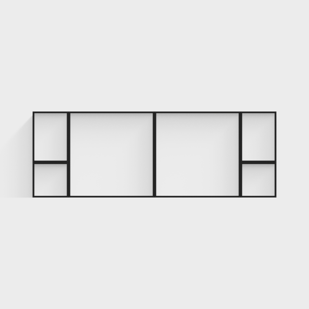 Minimalist Wall Shelf 3D Model – Black Metal Frame