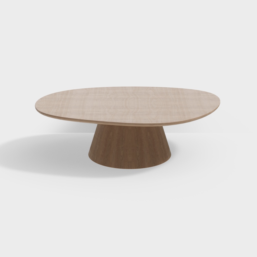 Stylish Low-Polygon Round Table 3D Model – Light Wood