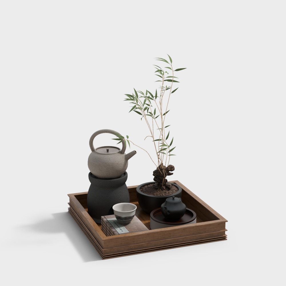 Bộ trang trí cây và ấm trà