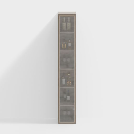 Modern Low-Poly Wine Cabinet 3D model