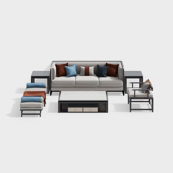 Stylish 3D Sofa Set Model for Modern Living Spaces