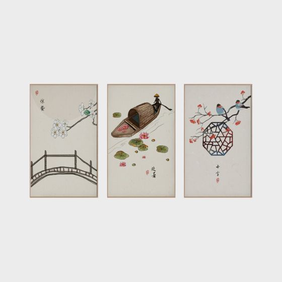 신중국 스타일 거실 및 식당 장식화 세트